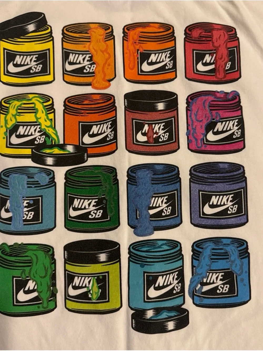 Nike White Short-Sleeve Tee with Blue Chest Graphic